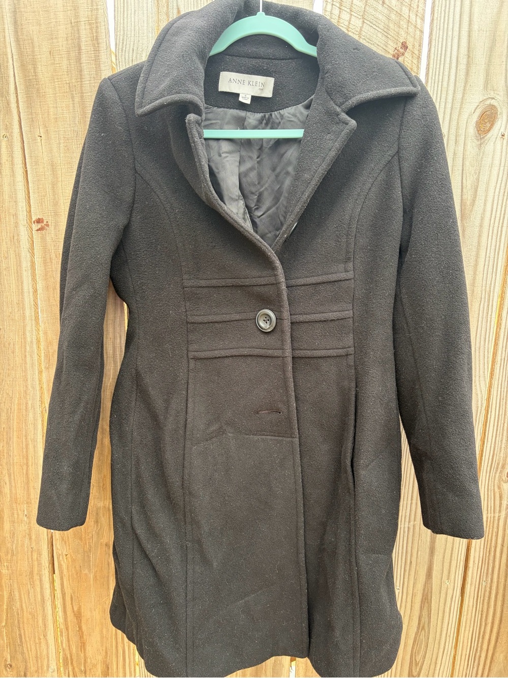 Anne Klein Black Wool-Cashmere Blend Women's Coat Size 8